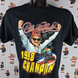 Retro Dale Earnhard 1998 Daytona 500 Champion Black Nascar Graphic Lrg Tshirt